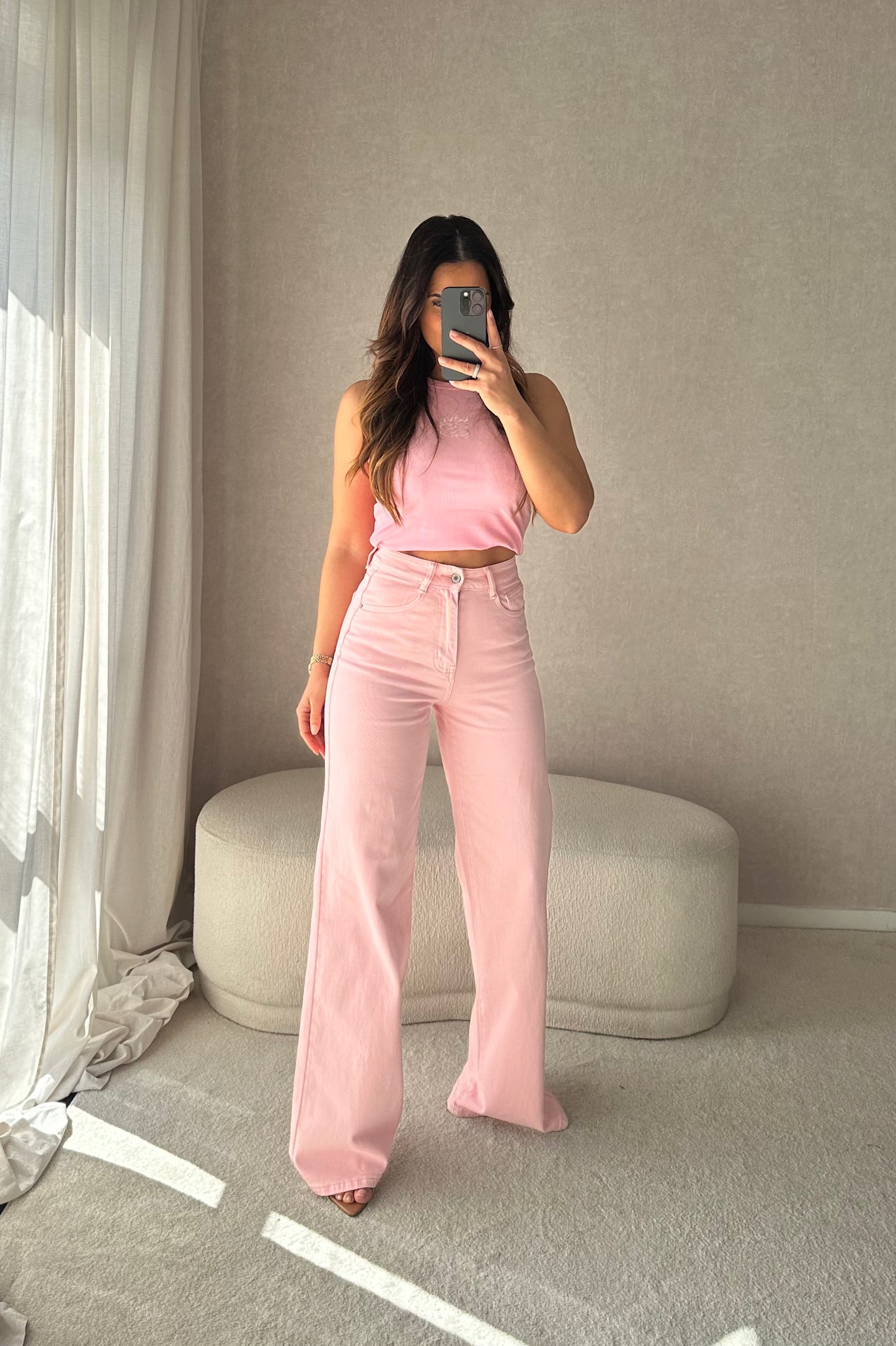 CALÇAS WIDE LEG ROSE