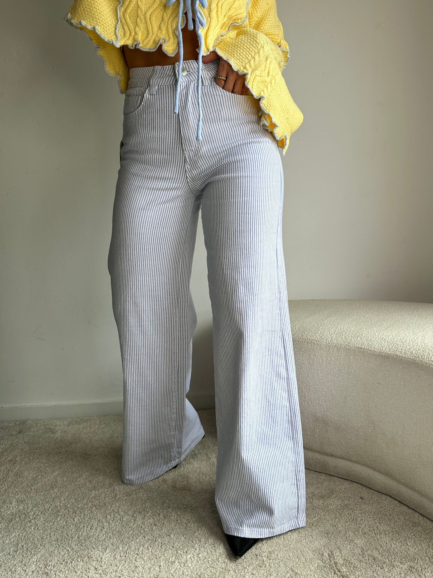 JEANS WIDE LEG (riscas azuis)