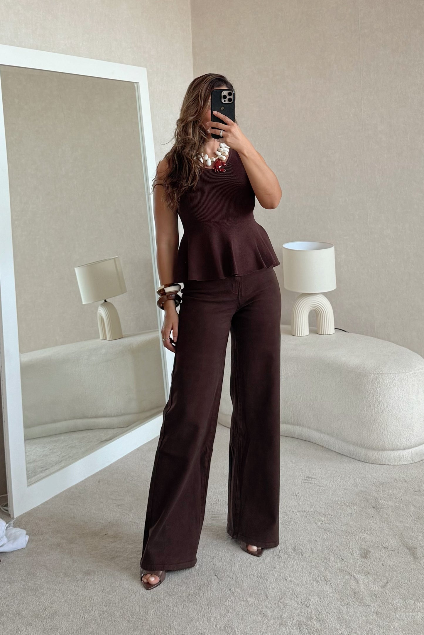 JEANS WIDE LEG CHOLOLATE