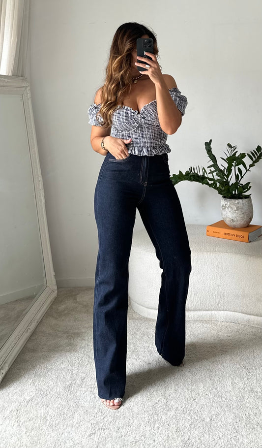 JEANS STRAIGHT GANGA ESCURA