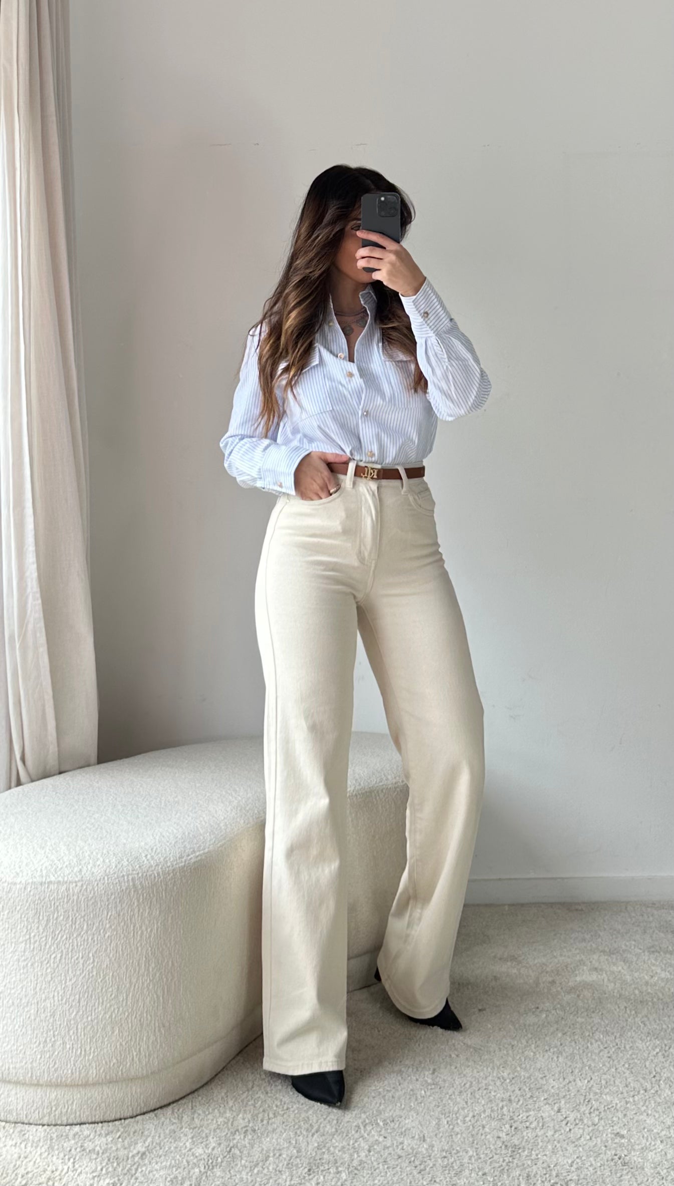 JEANS WIDE LEG (cor areia)