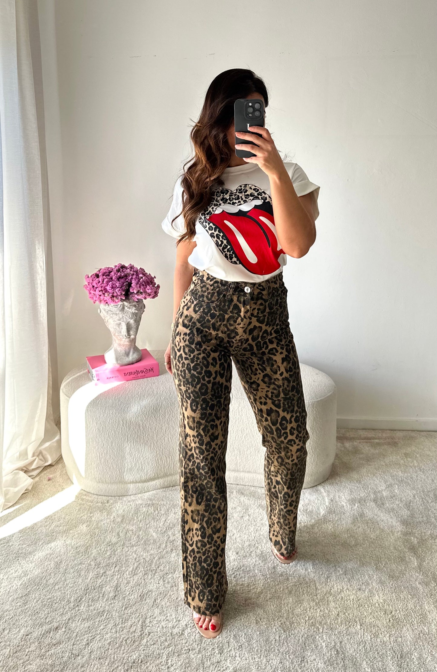 JEANS WIDE LEOPARDO