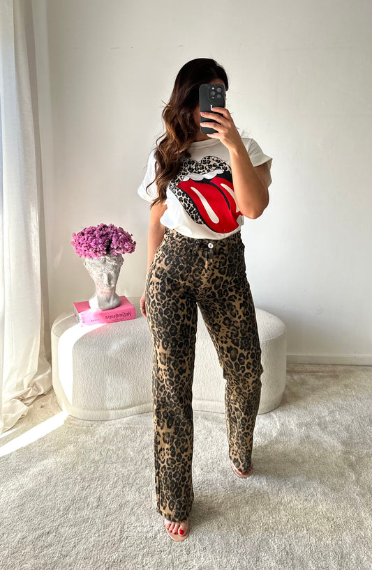 JEANS WIDE LEOPARDO